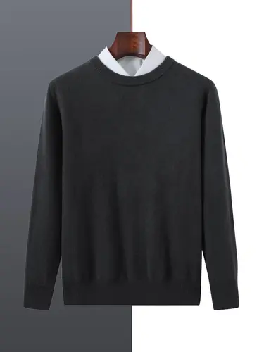 Basic 100% Merino Wool Men's Sweater Autumn Winter Male Knitted Pullover Long Sleeve Clothing Tops Cashmere Blouse O-Neck Fleece - Image 3