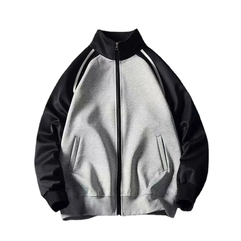 

Men Jackets 2022 Spring Autum Casual Streetwear Patchwork Baseball Coats Loose Stand Collar Couple Fashion Zipper Outerwear