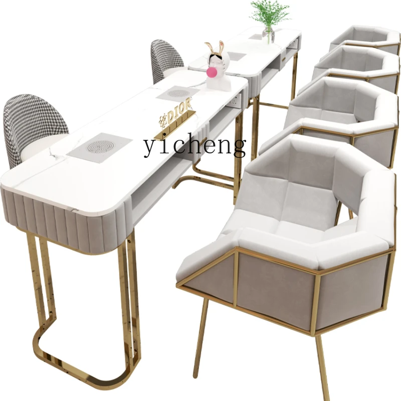 ZC High-End Manicure Table and Chair Set Combination Modern Single Double Manicure Table Marble