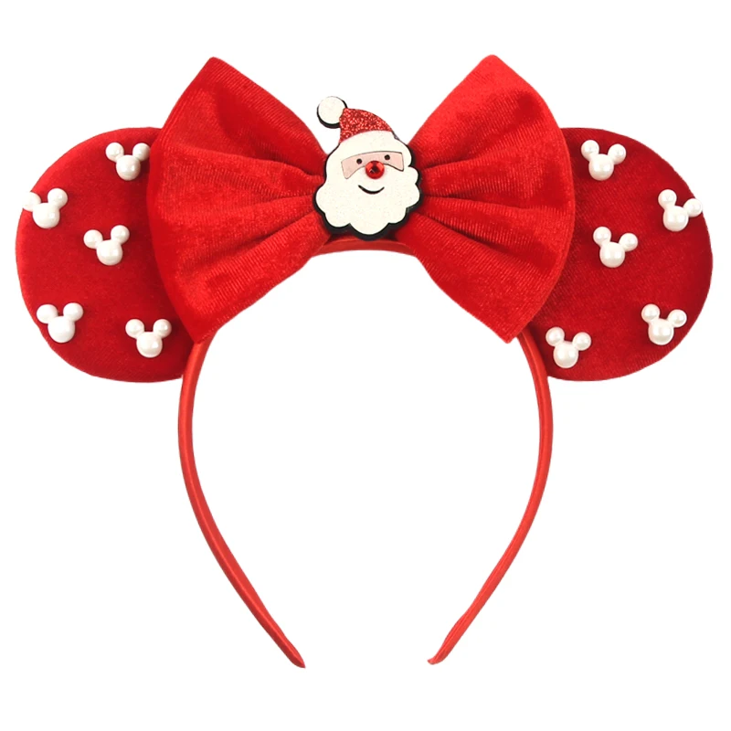Weihnachts-Cartoon-Mausohren-Haarband für Mädchen, 3,3 Zoll, weiches Haarband mit Schleife, Festival-Party-Weihnachts-DIY-Haaraccessoires, Geschenke – Detail 25
