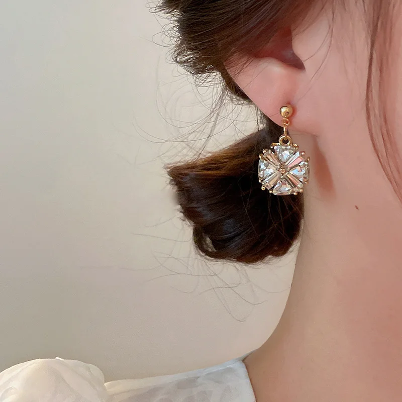 Dangle Earrings Cat eye Zircon Square Moon Water Drop Pendant For Women Party Jewelry Gifts Wedding