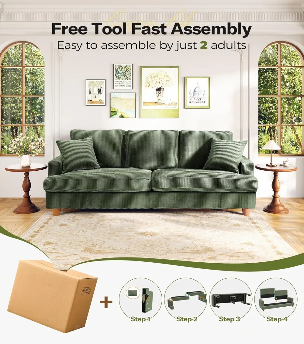 87" Corduroy Sofa with Deep Seats 6