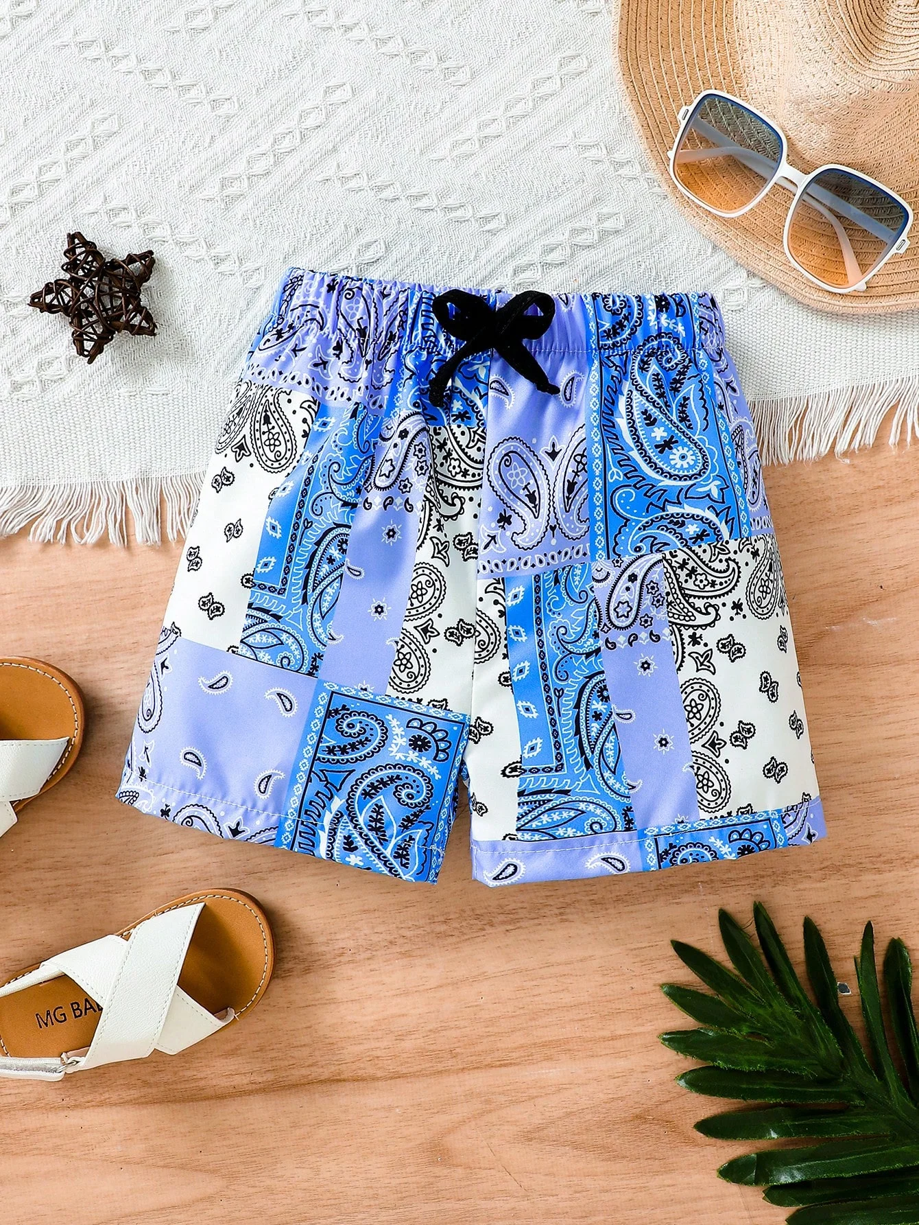 Baby Boys' Summer Shorts Printed Drawstring Elastic Waist Shorts Children's Leisure and Handsome Sports Beach Style Pants