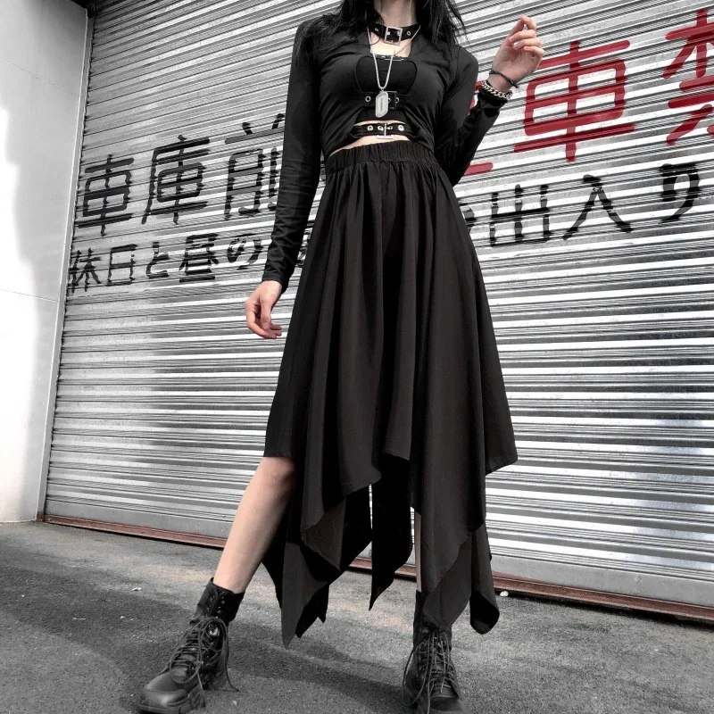 overdue flair★韓国★人気★GRUNGE YOKE GATHER LONG SKIRT Geek Office / ギークオフィス】OPEN YY Woven DOUBLE BELTED