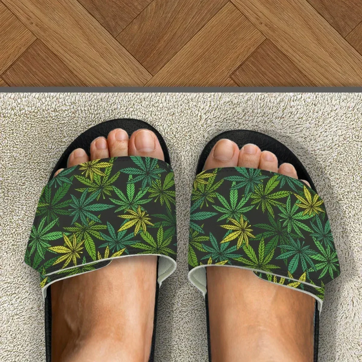 Custom Made Sublimation Print Fashion Magic Sticker Slippers Slides Sandals BZ53