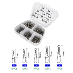 50-Piece Stainless Steel Fishing Connector Set with Bearing Rolling Swivel Snap (50pcs)