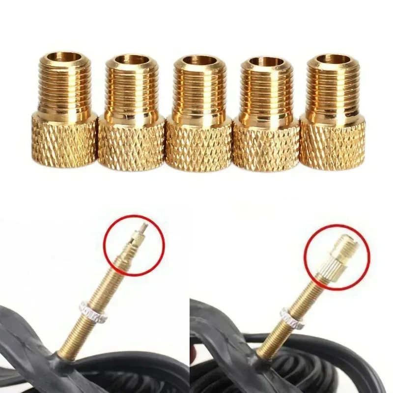F/V To A/V Valve Adapter 4PC Bike Value Converter Presta To Schrader Golden Bike Tire French Valve Adapter Bicycle Accessories bicycle valve adapter bicycle valve accessories