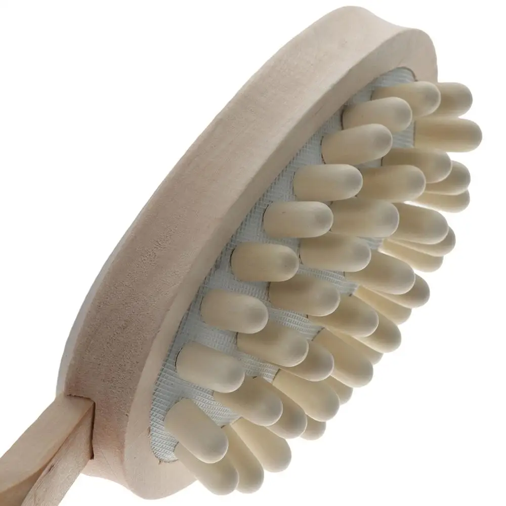 Durable Long Wooden Handle Body Bath Scrubber Double Sided Shower Scrub Brush Rubbing  Scrub Shower Brush Body Massager