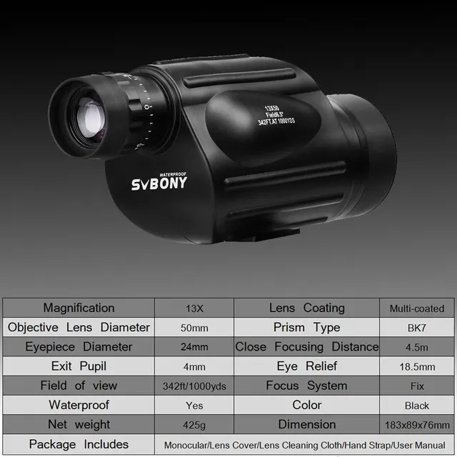 SVBONY SV49 Monocular – Waterproof Professional Travel & Hunting Scope 5