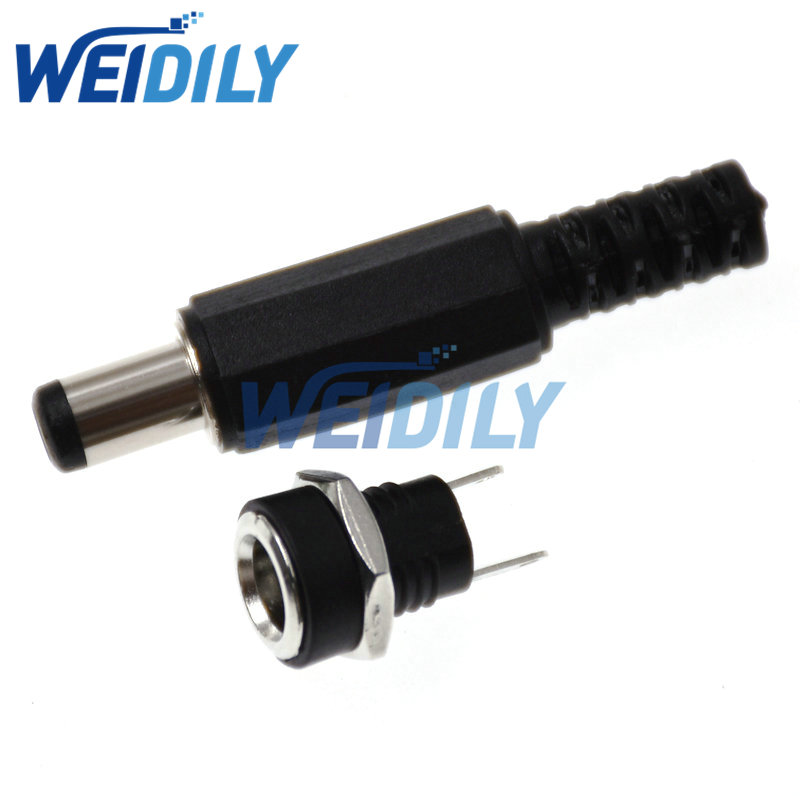 10PCS 5Pairs DC Power Connector Pin Female Plug Jack + Male Plug Jack Socket Adapter DC-022B 5.5*2.1/2.5mm 3.5*1.3mm