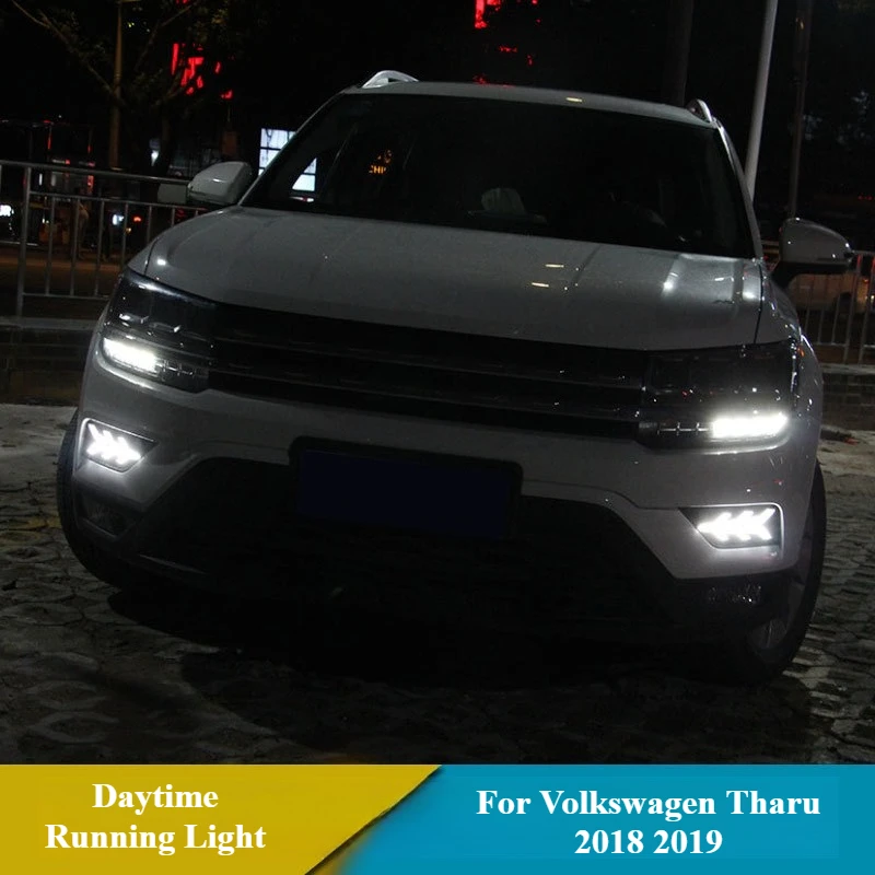 For Volkswagen Tharu 2018 2019 Car Led Daytime Running Lights Modified Streamer Steering Front Fog Light DRL Dynamic Turn Signal detail image 2