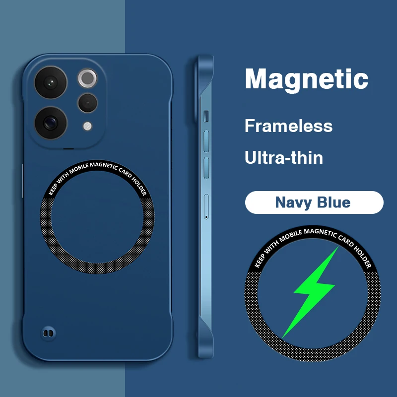 Premium Frameless Magnetic Wireless Charging Candy Phone Case – Sleek & Durable Back Cover