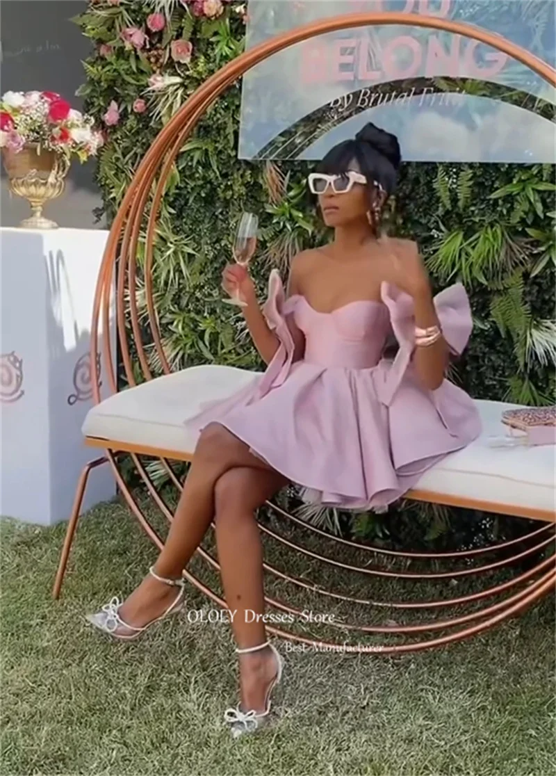 OLOEY Sexy Pink Short Prom Party Dresses Sweetheart Bowknot Mini Cocktail  Dress Corset Back Wedding Party Dress Cute Lovely - AliExpress