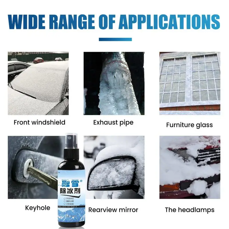 Car Deicer Spray 100ml Melts Ice Frost & Snow Fast Spray Multi-purpose Easily Melts Ice Frost Anti Snow Melting