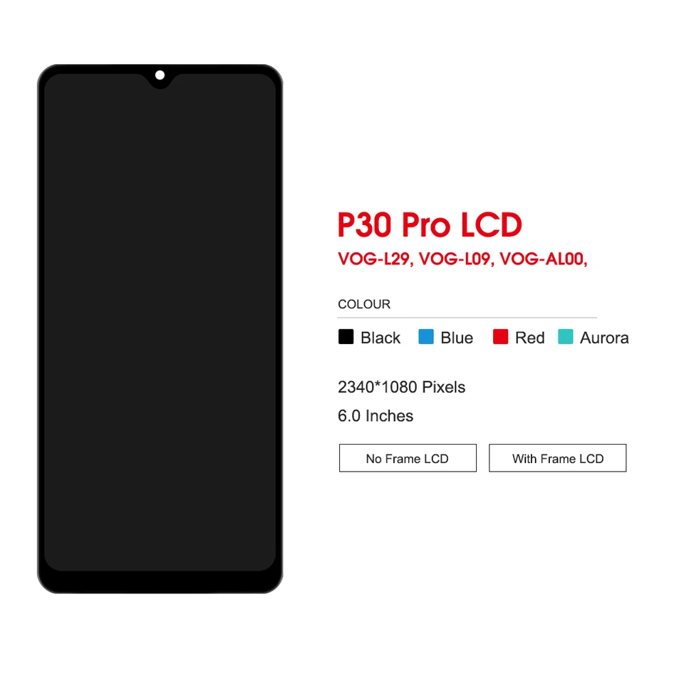 TOUCH SCREEN SCHERMO OLED PER HUAWEI P30 PRO VOG-L09 / VOG-L29 NERO VETRO LCD DISPLAY NERO - Compatibile per Huawei - Lcd Compatibile Huawei | Sarno