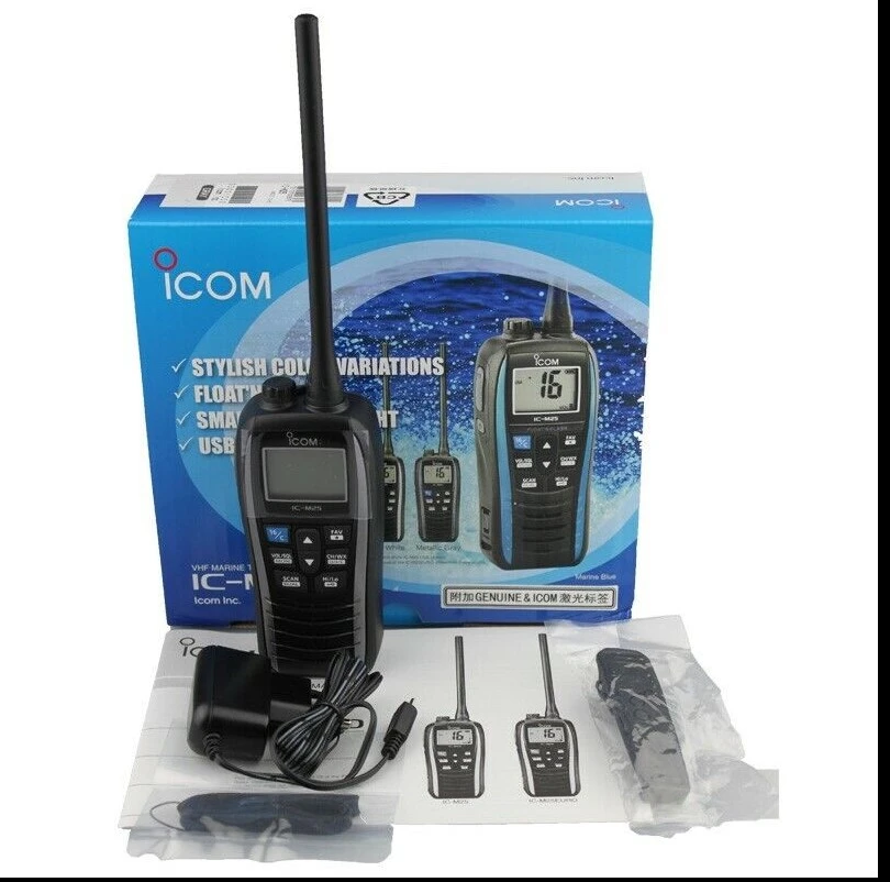 Icm25 5w Portable Marine Radio Vhf Handheld Lcd Lightweight Waterproof Electrical Contacts