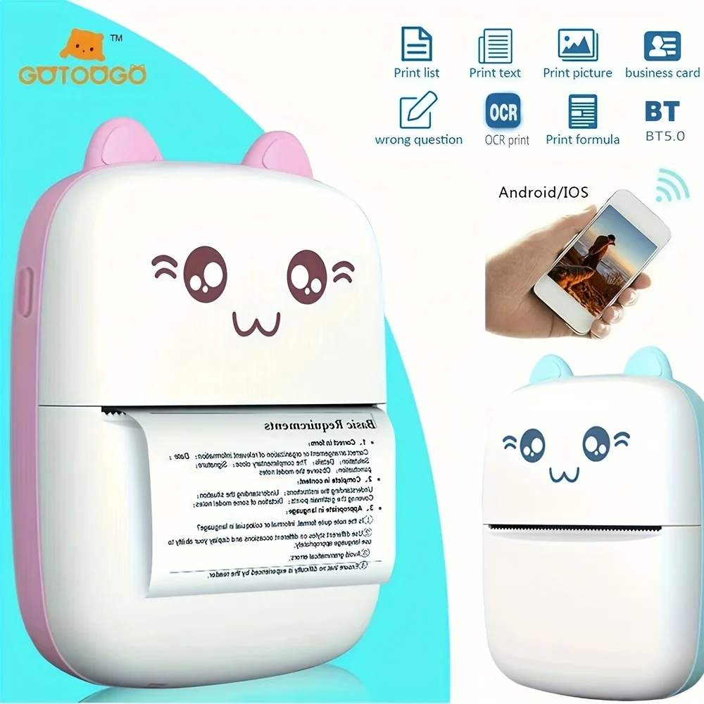 Mini imprimante thermique portable, impression sans fil BT allergique,  étiquette photo, papier photo de poche, Prquinze, 200dpi - AliExpress