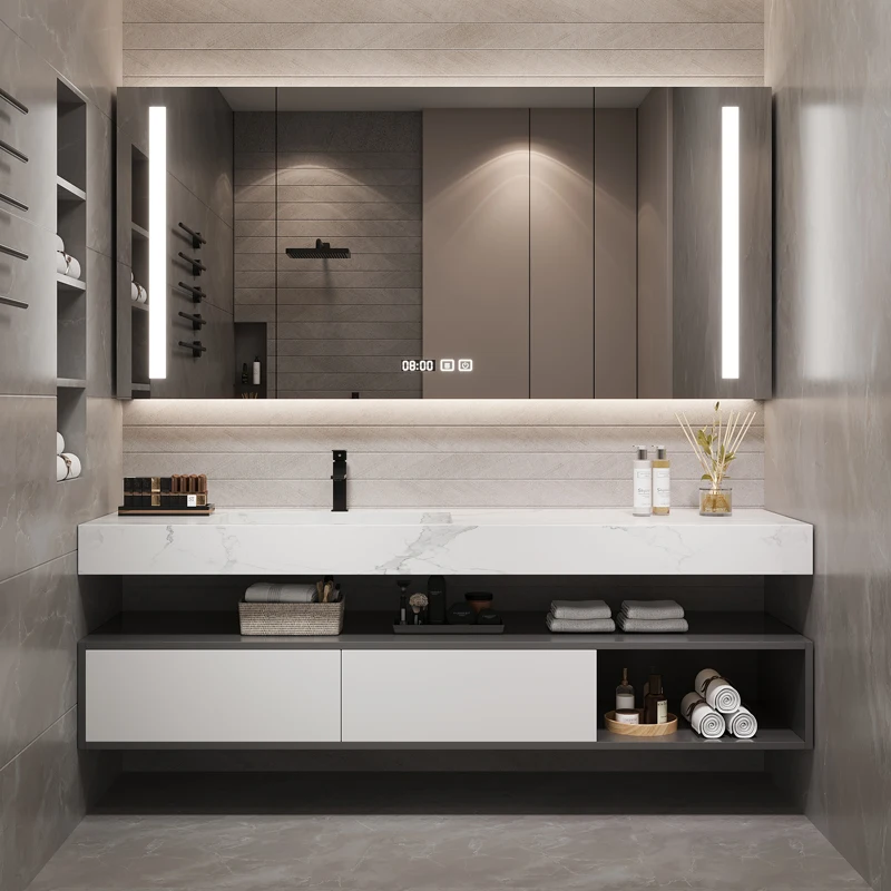 Modern Floating Bathroom Vanity Set with Mirror 2