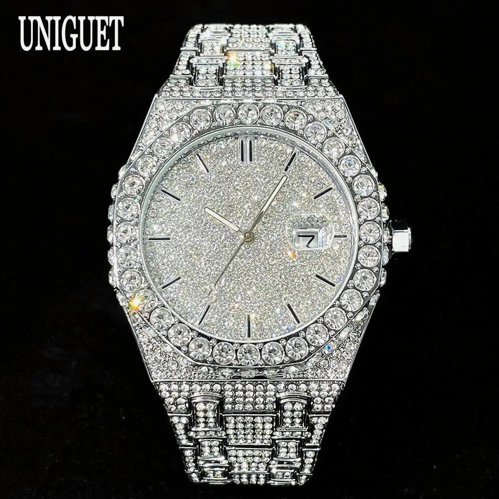 uniguet fashion iced out watch mens luxury waterproof quartz watch for man hip hop high quality big diamond wristwatch hot sale UNIGUET Fashion Iced Out Watch Mens Luxury Waterproof Quartz Watch For Man Hip Hop High Quality Big Diamond Wristwatch Hot Sale 5