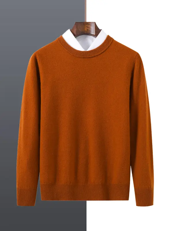 Basic 100% Merino Wool Men's Sweater Autumn Winter Male Knitted Pullover Long Sleeve Clothing Tops Cashmere Blouse O-Neck Fleece - Image 14
