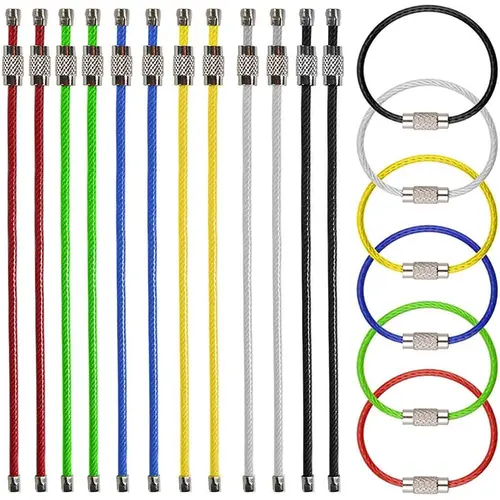 50~10pcs 10/15CM Stainless Steel Keychain Tag Rope Wire Cable Loop Screw Lock Gadget Rings Key Keyring Circle Camp Rope Fittings - Image 6