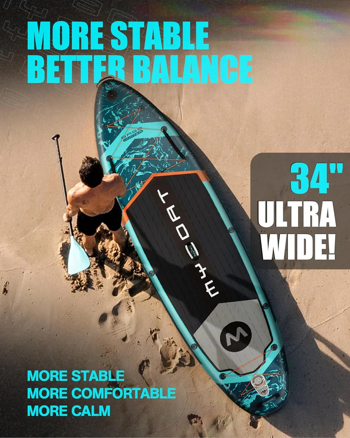 11'6"&times;34"&times;6" Paddle Board, Stand Up Paddle Board for Fishing, Sup Board with 3 Removable Fins, Dual Bungee