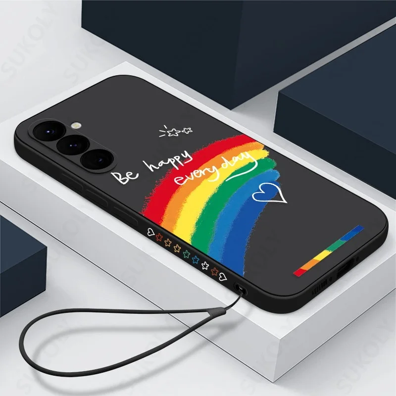 Vibrant Rainbow Lanyard Phone Case