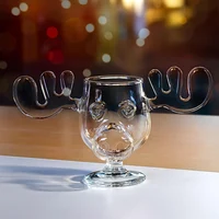 1/2/3PCS Christmas Elk Glass Cup 240ML Juice Milk Moose Mug Christmas Reindeer Head Beer Water Cup Holiday Party Drinkware Gifts 3