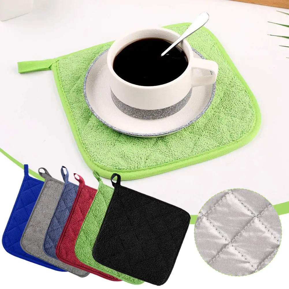 2pcs 2 in 1 Pot Holders Oven Mitts Cotton Mat Cooking Coaster Baking Tool Kitchen Gloves Potholders Accessories BBQ Microwa