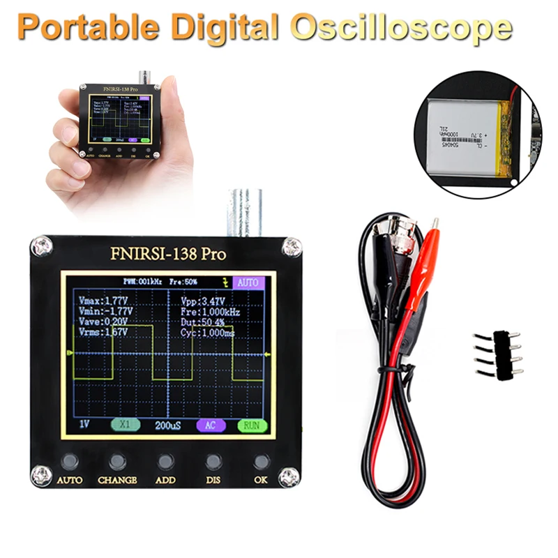 

FNIRSI-138 PRO 2.4 Inch LCD Display Digital Oscilloscope Portable Handheld 2.5MS/s Sampling Rate 200KHz Bandwidth Oscilloscope