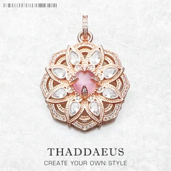 핑크 연꽃 펜던트 패션 쥬얼리, 진짜 925 스털링 실버, 유럽 스타일 액세서리, 여성 소녀 선물