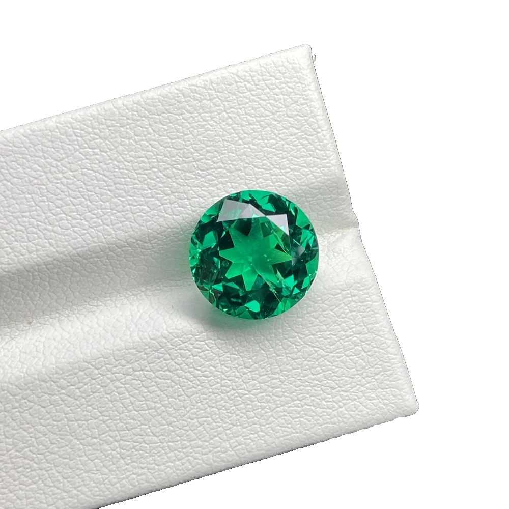

Meisidian Round 10mm Inclusion Laboratory Hydrothermal Columbia Green Emerald Brilliant Cut