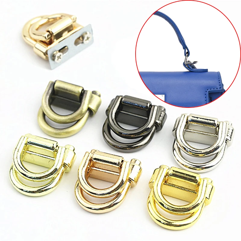 2pcs/set D Ring Bag Side Clip Buckles Retro Metal Double D Buckle Handbag Chain Handles Connector Bag Strap Hardware Accessories 2pcs spring hook 6mm thickness spring ring clasp round spring ring split key ring handbag fitting inner 2inch sr 017