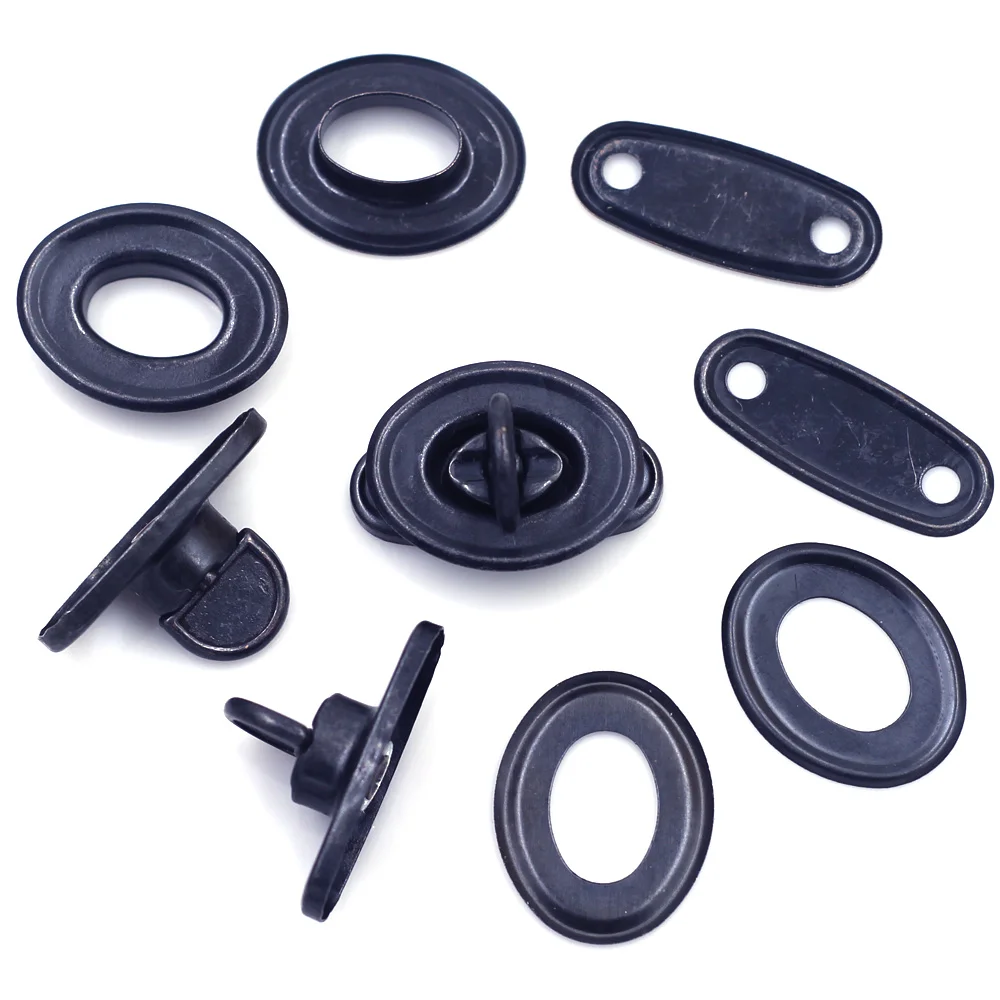 Twist Turn Lock Kuss verschlüsse Rahmen Hardware Legierung oval schwarz für Schulter Geldbörse Leder Gepäck taschen DIY Zubehör 32x22mm – Detail 5