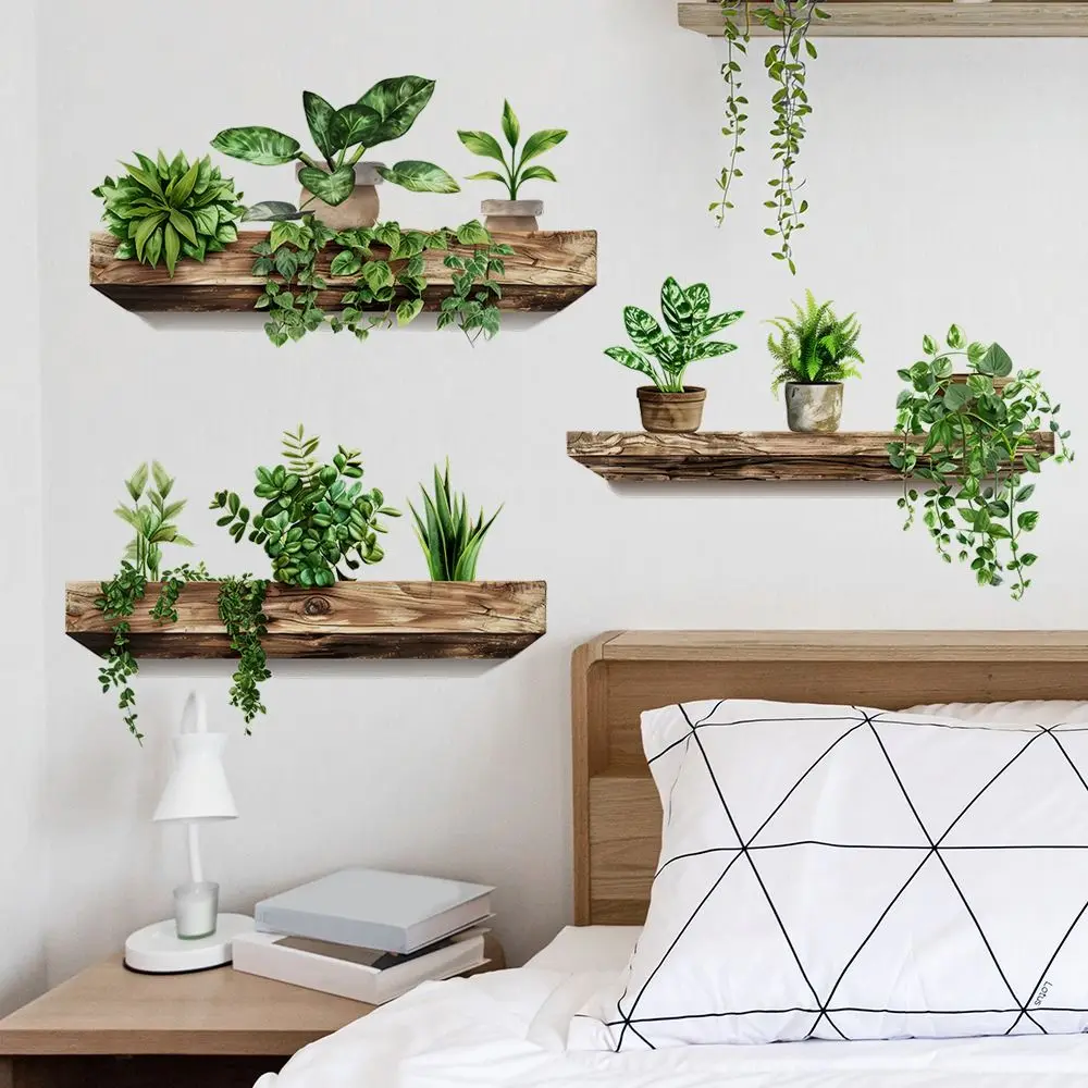 Wall Stickers Window Stickers Potted Plant Art Decorations for Dining Room Removable Self-adhesive