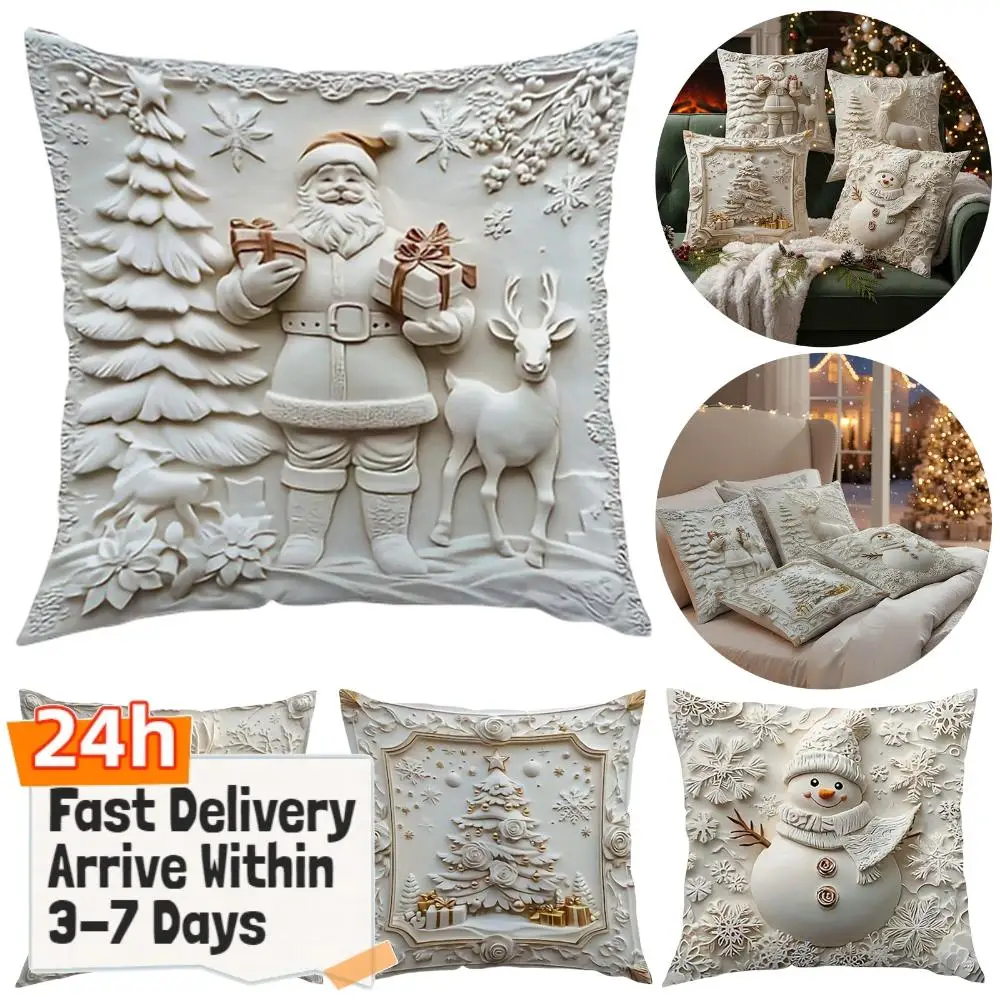 Christmas Throw Pillow Covers Set of 4 Pillowcase Christmas Decorations for Bedroom Sofa Holiday Winter Home Decor