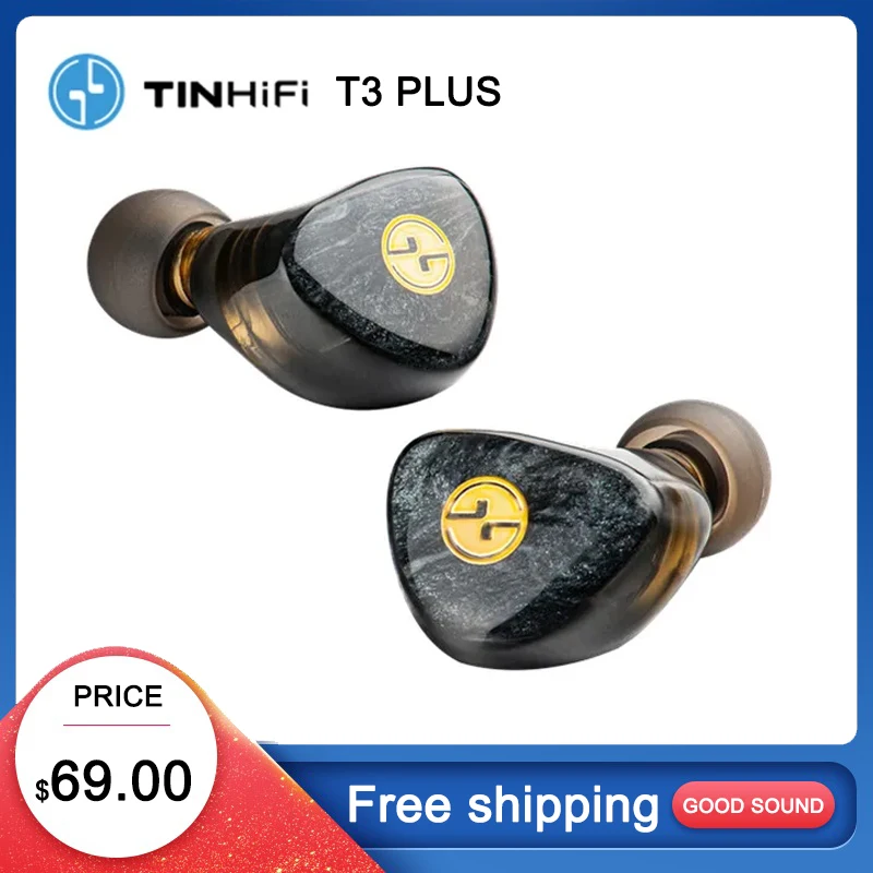 Наушники TIN HIFI T3 PLUS 10 мм LCP с динамическим драйвером, изящная упаковка 3D печати, комбинированный 2-контактный кабель из экологичной смолы T4 T2