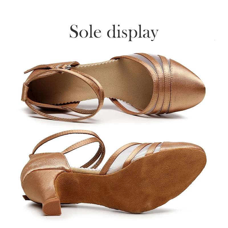DKZSYIM Modern Latin Dance Shoes For Women Ballroom Party Tango Jazz Elegant Dance Shoes Suede/Rubber Sole Closed Toe Heels 5cm 2