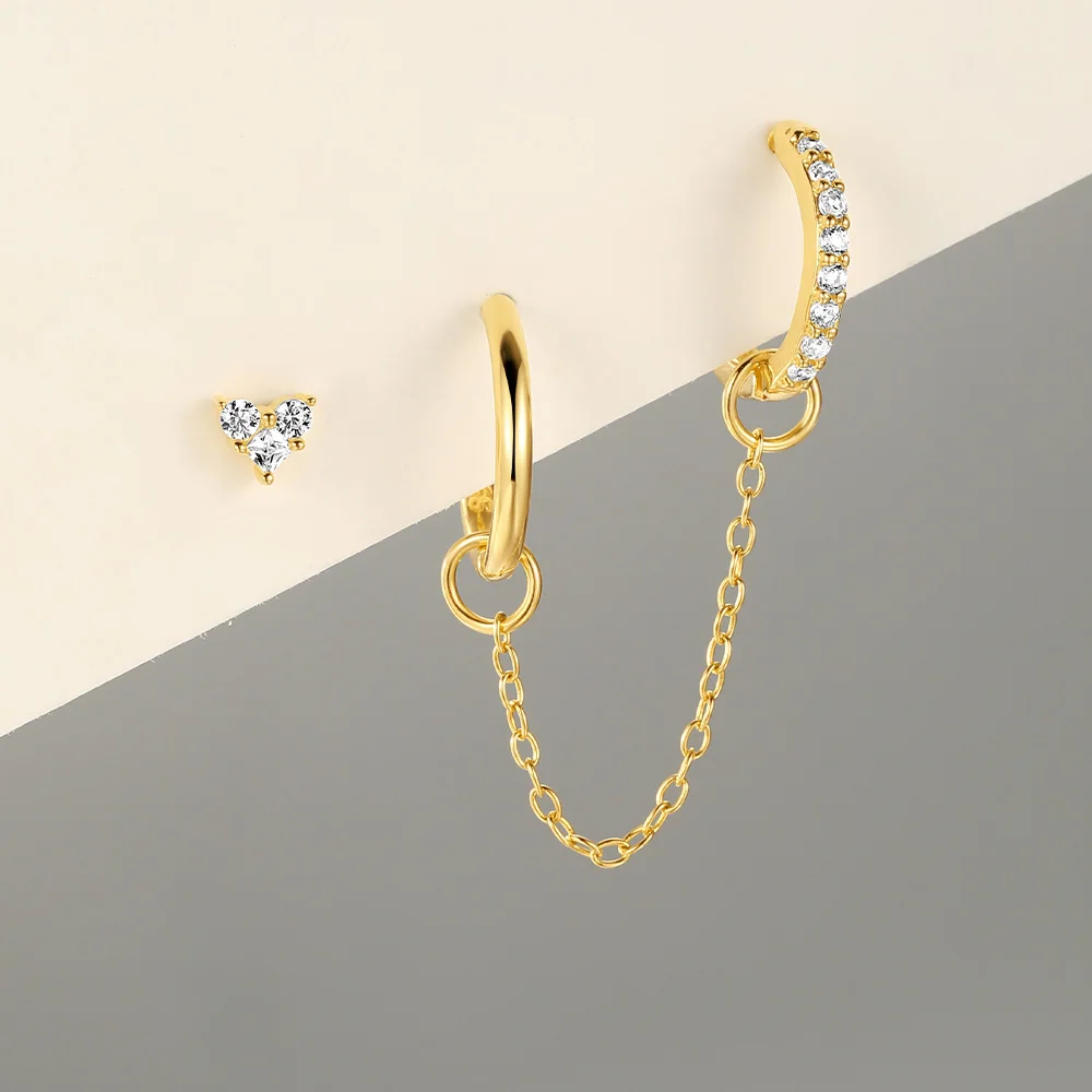 Aide 925 sterling silber 3 stücke set Creolen für frauen 18k vergoldet ohrring braut hochzeits feier pen dientes feiner schmuck – Detail 16