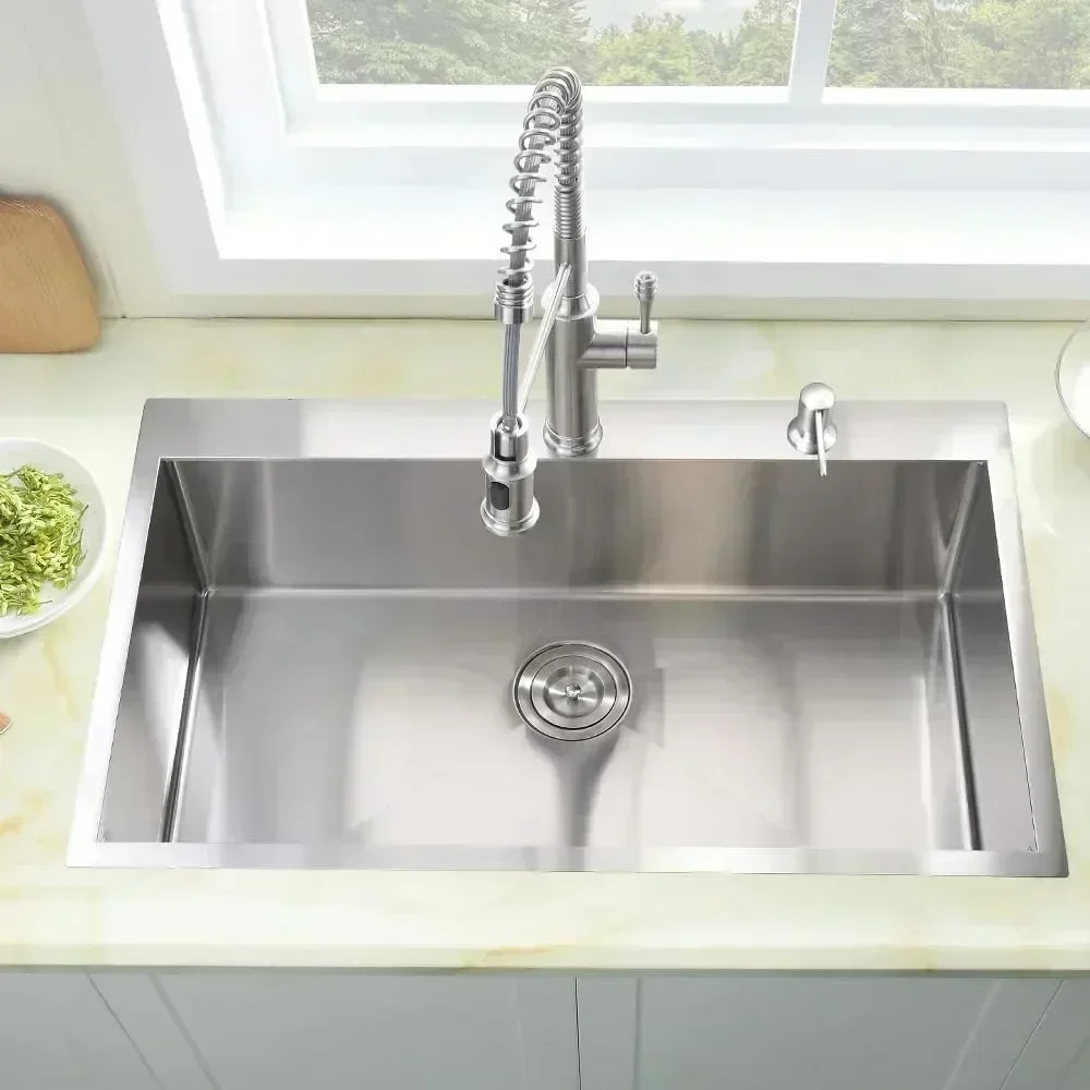 Kitchen sink, sink drop gauge  kitchen sink top mount single bowl deep kitchen sink,‎33 x 19 x 10 inches 3