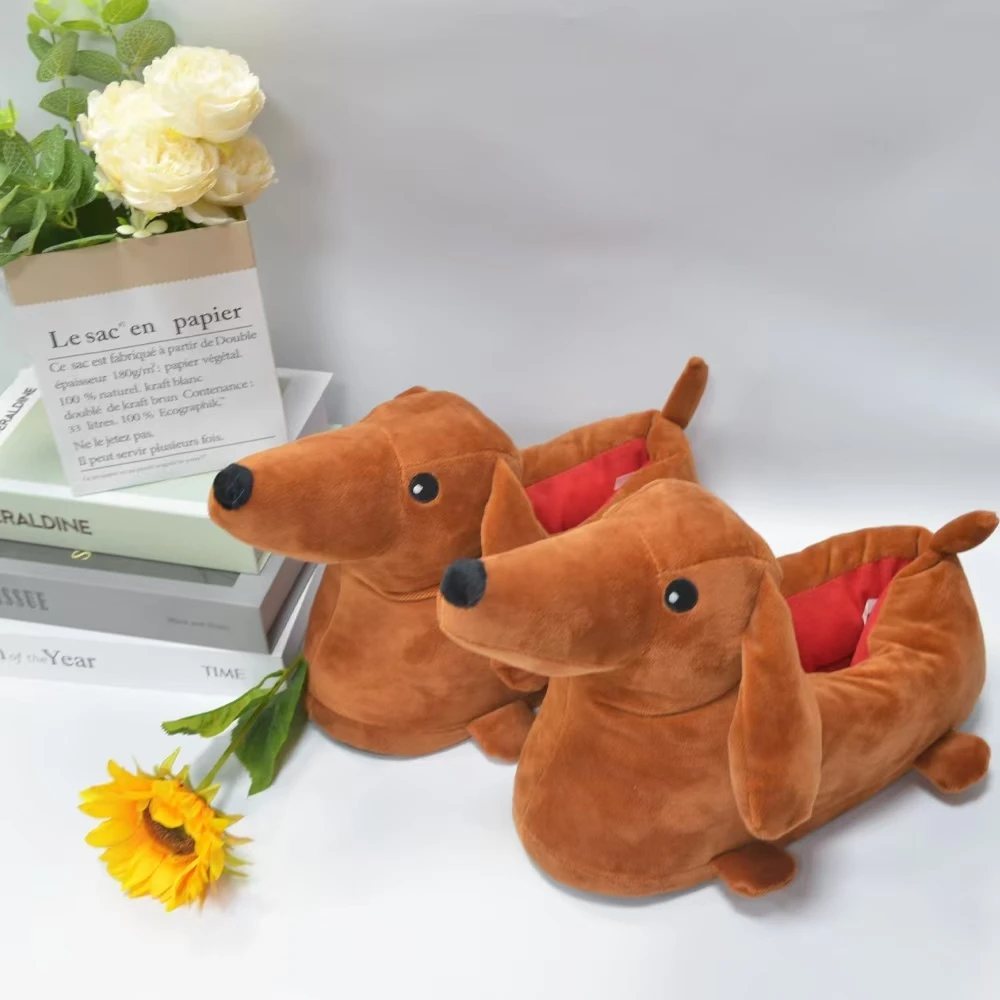 Highland Cow 2024 Hot Dachshund Slippers Cotton Dog Slippers for Men Women Dachshund Shoes Christmas Warm Indoor House Shoe 5