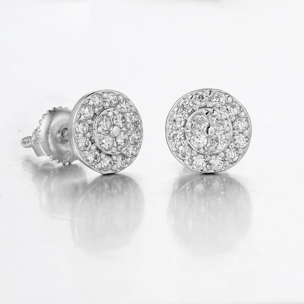 Orecchini A Bottone Donna Orecchini A Borchie In Argento Sterling Con Cz Rotondo - Vite Posteriore, Per Uomo E Donna Orecchini Cz Rotondi 10 Mm Uomo - Foto 11