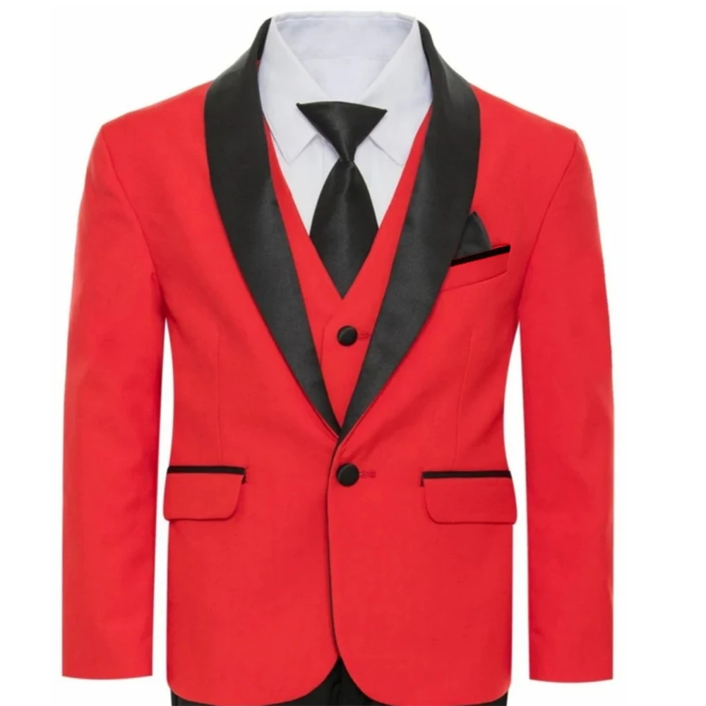 Slim Fit Boy's Suit Set 3 Pieces Tuxedo For Formal Occasion Blazer Vest And Pants Kids Outfit For Wedding Prom School Activities boys suits