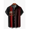2023 New Christmas Party Men's Short Sleeve Cardigan Shirt Christmas Print Lapel Pocket Top High Quality Comfortable Soft Fabric 6