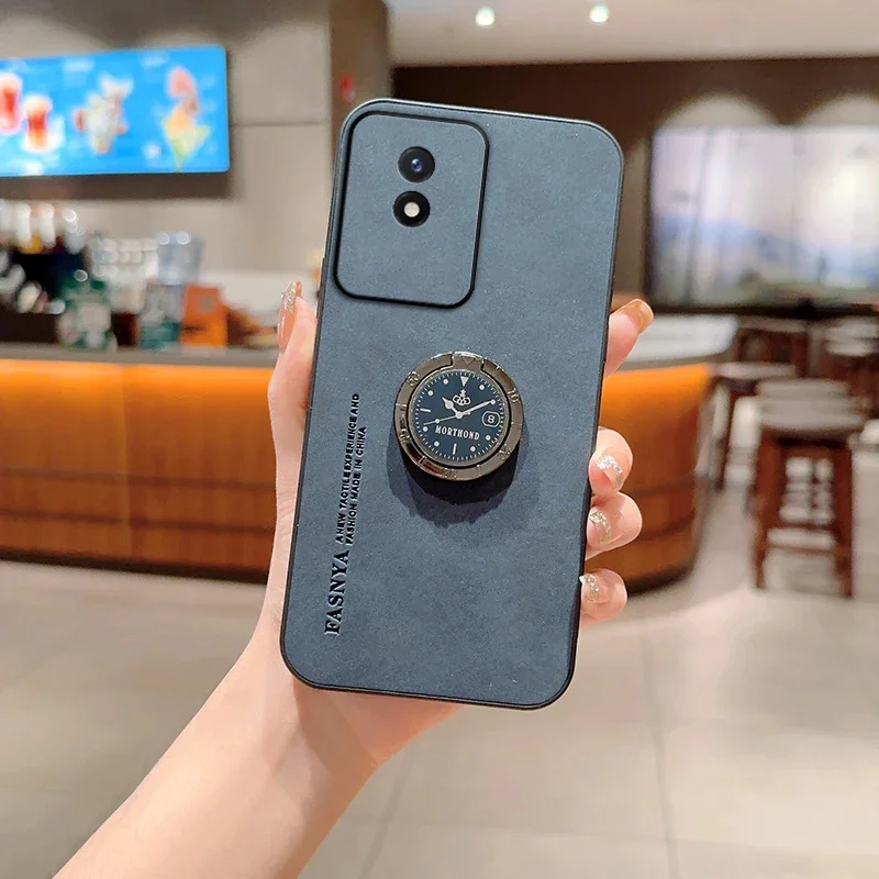 Custodia Per Telefono In Pelle Per Vivo Y02 Y5S Y10 Y12 Y15 Y16 Y17 Y29 Y20 Y21 Y22 Y30 Y32 Y35 Y50 Y52S Y53S Custodia Antiurto Per Staffa Ad Anello