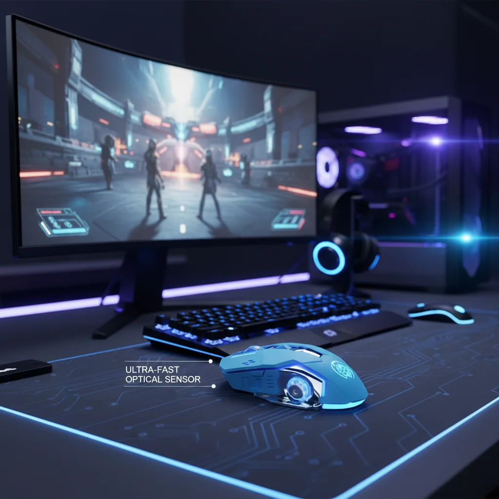 Rechargeable RGB LED Ergonomic Wireless Mouse with Type-C Connection