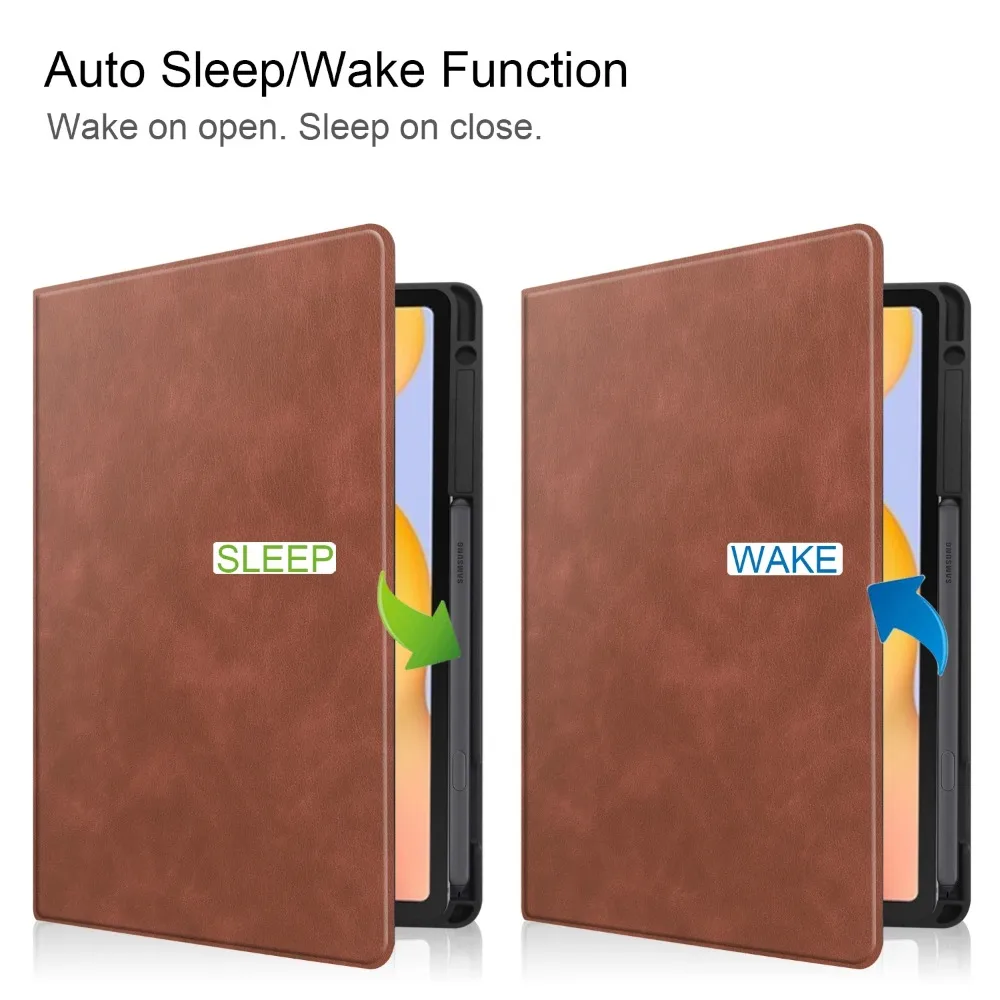 Premium Leather Tablet Case with Pencil Holder and Auto Sleep/Wake Feature