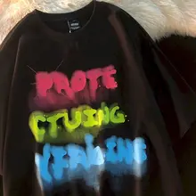 Camiseta con estampado de letras para hombre y mujer, ropa de calle de gran tamaño, Harajuku, de manga corta, Hip Hop, gótica