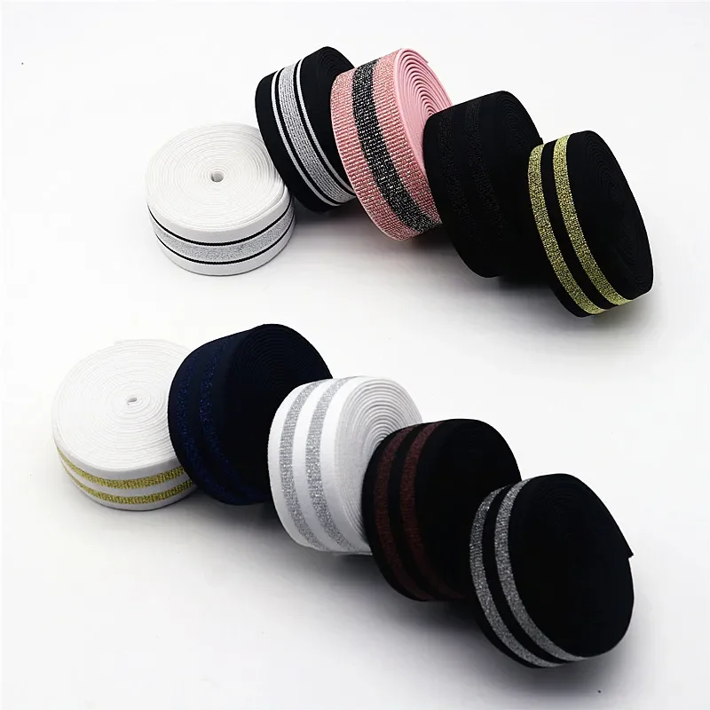 Striped Elastic Band for Garment Decoration and Sewing Supplies – Multiple Lengths Available