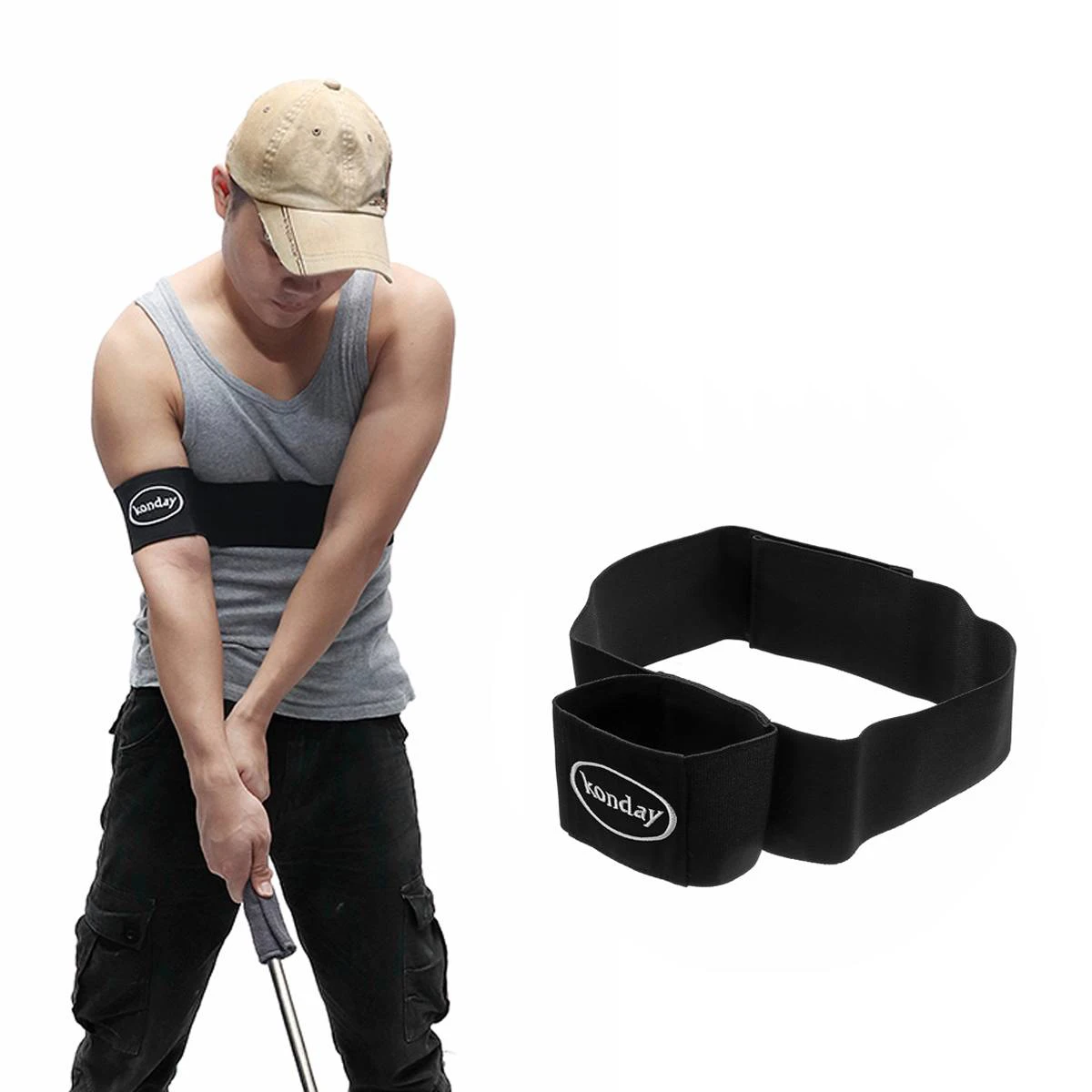Golf Swing Trainer Beginners Posture Corrector Elastic Nylon Golf Swing Training Aids Swing Arm Strap Double Ring Golf Stuff 2